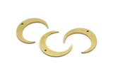 Brass Moon Charm, 12 Raw Brass Crescent Moon Charms With 1 Hole (25x5x1mm) A3109