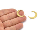 Brass Moon Charm, 12 Raw Brass Crescent Moon Charms With 1 Loop (26x5x1mm) A3106