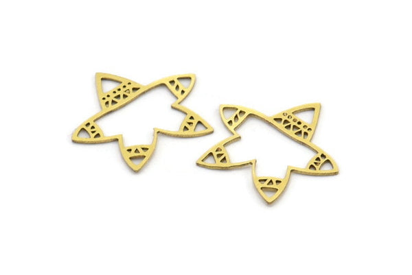 Brass Star Charm, 24 Raw Brass Starfish Charms, Earring Charms (22x20x0.60mm) A3104