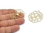 Brass Flower Charm, 8 Raw Brass Flower Charms, Earring Charms (38x35x0.60mm) A3091
