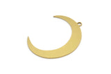Brass Moon Charm, 4 Raw Brass Crescent Moon Charms With 1 Loop (41x8x1mm) A3105