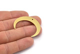 Brass Moon Charm, 4 Raw Brass Crescent Moon Charms With 1 Hole (41x8x1mm) A3107