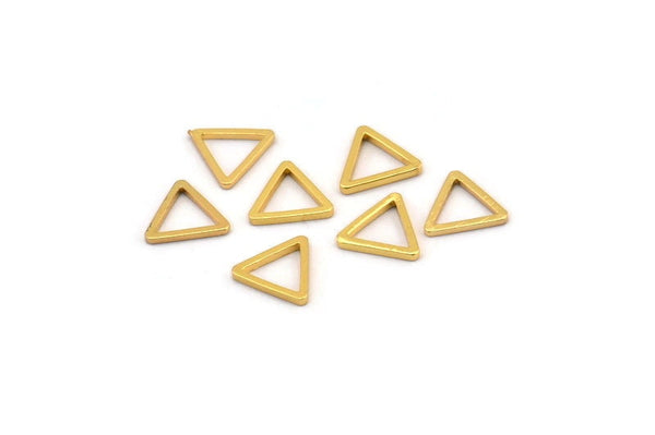 Gold Triangle Charm, 12 Gold Plated Brass Open Triangle Ring Charms (9x0.80mm) D0249 Q0055