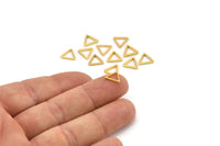 Gold Triangle Charm, 12 Gold Plated Brass Open Triangle Ring Charms (9x0.80mm) D0249 Q0055