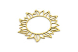 Brass Flower Charm, 10 Raw Brass Sunflower Charms, Earring Charms (37x34x0.60mm) A3089
