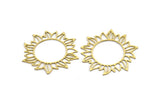 Brass Flower Charm, 10 Raw Brass Sunflower Charms, Earring Charms (37x34x0.60mm) A3089