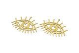 Brass Eye Charm, 6 Raw Brass Eye Shaped Charms With 1 Loop, Earring Charms (35x47x0.60mm) A3110