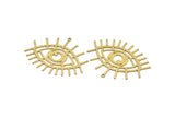 Brass Eye Charm, 6 Raw Brass Eye Shaped Charms With 1 Loop, Earring Charms (35x47x0.60mm) A3110