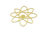Brass Molecule Charm, 4 Raw Brass Molecule Shaped Charms, Earring Charms (60x55x0.60mm) A3083