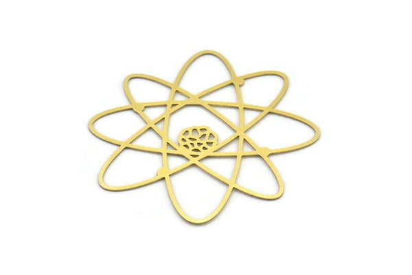 Brass Molecule Charm, 4 Raw Brass Molecule Shaped Charms, Earring Charms (60x55x0.60mm) A3083