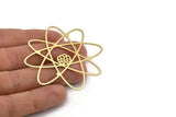 Brass Molecule Charm, 4 Raw Brass Molecule Shaped Charms, Earring Charms (60x55x0.60mm) A3083