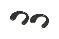 Black Geometric Charm, 12 Oxidized Black Brass U Shaped Pendants With 3 Holes, Charms, Findings (20x24.5x0.50mm) E052 S937