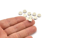 Silver Spacer Beads, 12 Antique Silver Plated Brass Spacer Connectors, Round Beads (8x3.6mm) D0210