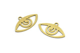 Brass Eye Charm, 24 Raw Brass Eye Charms With 1 Loop (22x13x0.60mm) A3132