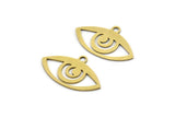 Brass Eye Charm, 24 Raw Brass Eye Charms With 1 Loop (22x13x0.60mm) A3132