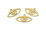 Brass Eye Charm, 24 Raw Brass Eye Charms With 1 Loop (22x13x0.60mm) A3132