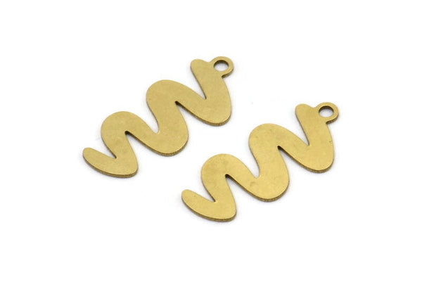 Brass Worm Charm, 24 Raw Brass Worm Charms With 1 Loop, Earring Charms (24x11x0.60mm) A3114