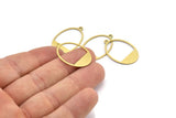 Brass Oval Charm, 12 Raw Brass Oval Charms With 1 Loop, Earring Charms (28x18x0.60mm) A3112