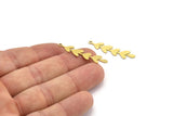 Brass Leaf Charm, 24 Raw Brass Leaf Charms With 1 Loop, Charm Pendants (34x7x0.60mm) A3149