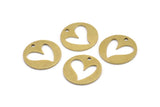 Brass Heart Charm, 8 Raw Brass Heart Charms With 1 Hole (20x1mm) A3146