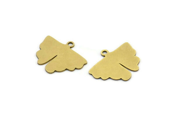 Brass Leaf Charm, 12 Raw Brass Gingko Leaf Charms With 1 Loop, Charm Pendants (18x14x0.60mm) A3122
