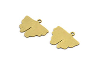 Brass Leaf Charm, 12 Raw Brass Gingko Leaf Charms With 1 Loop, Charm Pendants (18x14x0.60mm) A3122