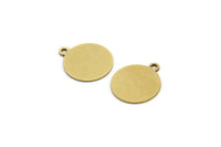 Brass Round Tag, 24 Raw Brass Round Charms With 1 Loop, Stamping Tag (14x12x0.60mm) A3163