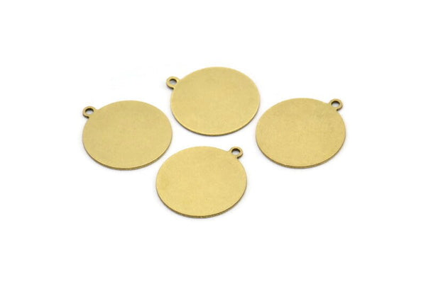 Brass Round Tag, 12 Raw Brass Round Charms With 1 Loop, Stamping Tag (18x16x0.60mm) A3157