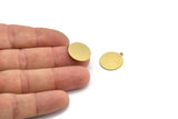 Brass Round Tag, 12 Raw Brass Round Charms With 1 Loop, Stamping Tag (18x16x0.60mm) A3157