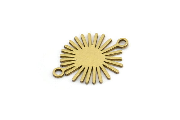 Pirinç Güneş Bağlantısı, 2 Döngülü 24 Ham Pirinç Güneş Bağlantısı, Charm Kolye Uçları (18x14x0,60 mm) A3137