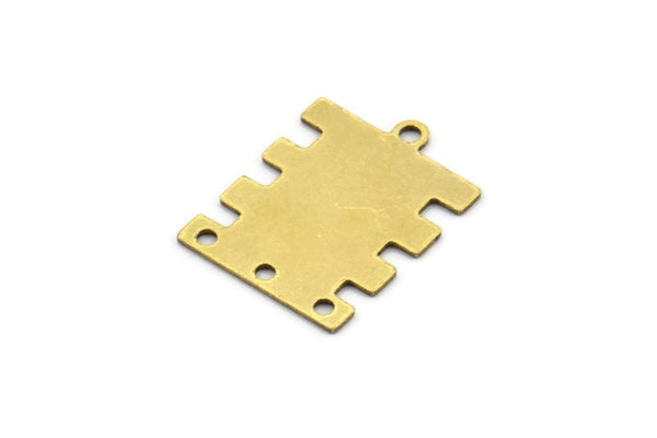 Pirinç Dikdörtgen Charm, 4 Delikli 12 Ham Pirinç Dikdörtgen Charm, Küpe Charm'ları, Bağlantı Parçaları (18x14x0,60 mm) A3123