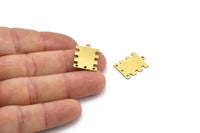 Pirinç Dikdörtgen Charm, 4 Delikli 12 Ham Pirinç Dikdörtgen Charm, Küpe Charm'ları, Bağlantı Parçaları (18x14x0,60 mm) A3123