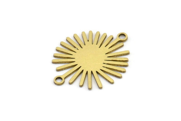 Pirinç Güneş Bağlantısı, 2 Döngülü 12 Ham Pirinç Güneş Bağlantısı, Charm Kolye Uçları (22x18x0,60 mm) A3138