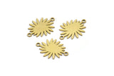Brass Sun Connector, 24 Raw Brass Sun Connectors With 2 Loops, Charm Pendants (18x14x0.60mm) A3121