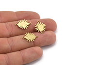 Brass Sun Connector, 24 Raw Brass Sun Connectors With 2 Loops, Charm Pendants (18x14x0.60mm) A3121