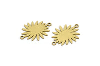 Brass Sun Connector, 12 Raw Brass Sun Connectors With 2 Loops, Charm Pendants (21x15x0.60mm) A3165