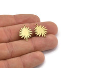 Brass Sun Connector, 12 Raw Brass Sun Connectors With 2 Loops, Charm Pendants (21x15x0.60mm) A3165