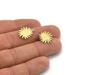 Brass Sun Charm, 12 Raw Brass Sun Charms With 1 Loop, Charm Pendants (19x15x0.60mm) A3166
