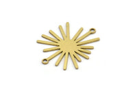 Brass Sun Connector, 10 Raw Brass Sun Connectors With 2 Loops, Charm Pendants (26x22x0.60mm) A3127