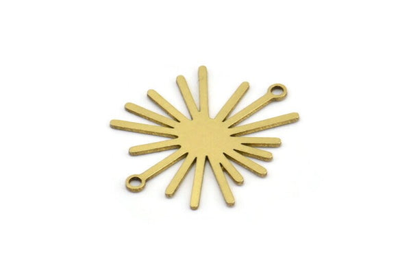 Brass Sun Connector, 10 Raw Brass Sun Connectors With 2 Loops, Charm Pendants (26x22x0.60mm) A3127