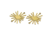 Brass Sun Connector, 10 Raw Brass Sun Connectors With 2 Loops, Charm Pendants (26x22x0.60mm) A3127