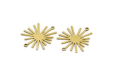 Brass Sun Connector, 10 Raw Brass Sun Connectors With 2 Loops, Charm Pendants (26x22x0.60mm) A3127