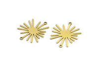 Brass Sun Connector, 10 Raw Brass Sun Connectors With 2 Loops, Charm Pendants (26x22x0.60mm) A3127