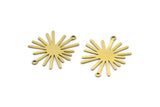 Brass Sun Connector, 10 Raw Brass Sun Connectors With 2 Loops, Charm Pendants (26x22x0.60mm) A3127