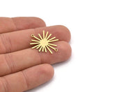 Brass Sun Connector, 10 Raw Brass Sun Connectors With 2 Loops, Charm Pendants (26x22x0.60mm) A3127