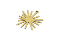 Brass Sun Charm, 10 Raw Brass Sun Charms With 1 Loop, Charm Pendants (24x22x0.60mm) A3128