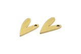 Brass Heart Charm, 24 Raw Brass Heart Charms With 1 Hole (13x9x1mm) A3148