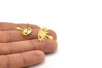 Brass Eye Earring, 8 Raw Brass Tears Shaped Stud Earrings (18x17x0.80mm) A3558