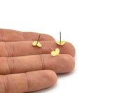 Pirinç Kalp Küpe, 12 Ham Pirinç Küçük Kalp Şeklinde Küpe (6x8x1mm) A3810