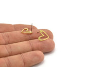 Pirinç Kalp Küpe, 12 Ham Pirinç Kalp Şeklinde Küpe (12x12x1mm) A3814